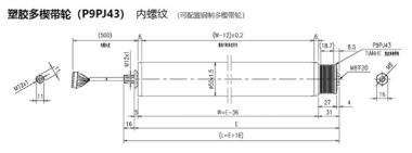 電動輥筒 塑膠多楔帶輪（P9PJ43） 內(nèi)螺紋 （可配置鋼制多楔帶輪）